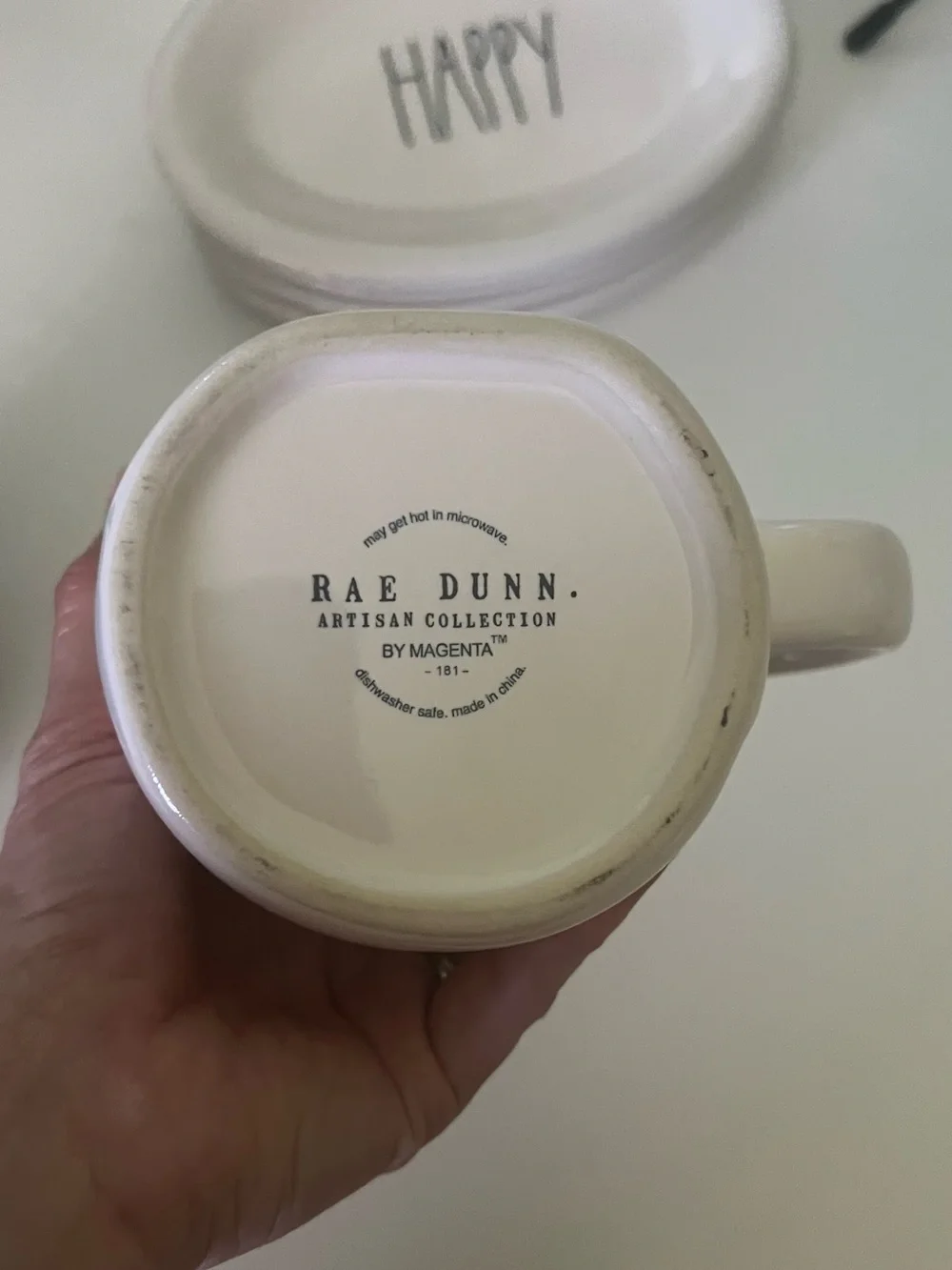 Rae Dunn Oval Ceramic Plates in Cream and Black Lettering